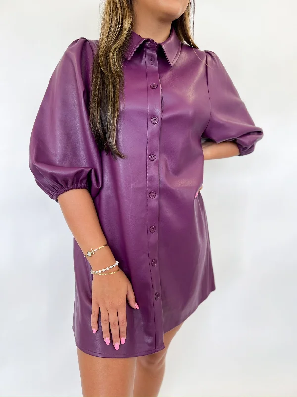 Bargain Blast Lily Purple Leather Dress