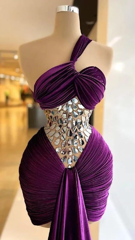 Markdowns Dark Purple Vevet Party Dress Sexy Prom Dress,DS4882