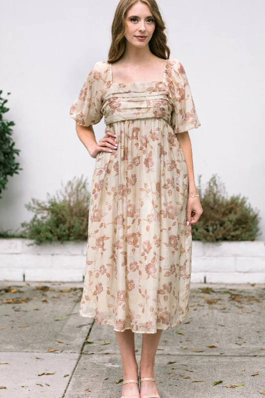 Buy Now Adriana Puff Sleeve Midi Dress