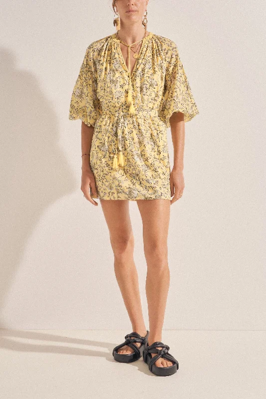 Midnight Madness Peithos Yellow Batik Print Dress