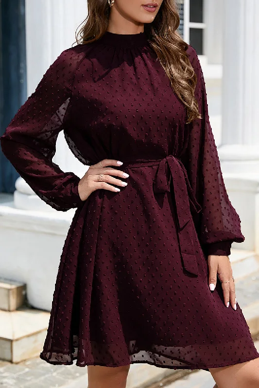 Reduced Prices LACED DOT DETAILED WAIST TIE CASUAL DRESS