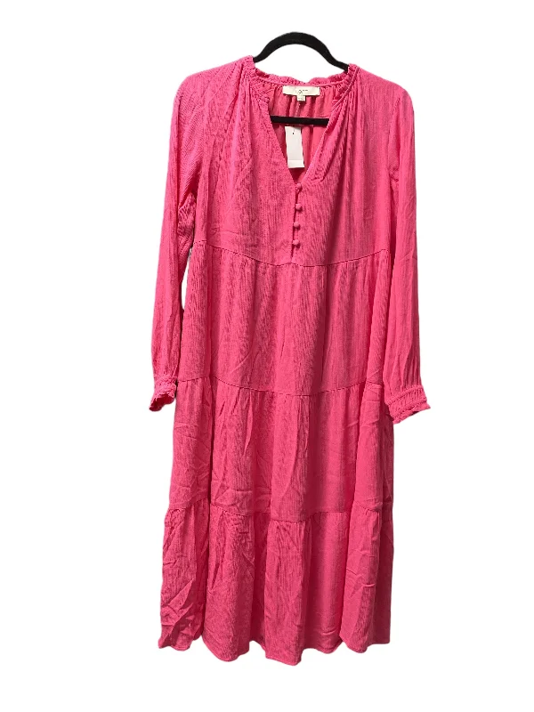 Blowout Deals Pink Dress Casual Midi Loft, Size Xs