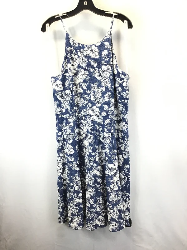 Year-End Clearance Blue & White Dress Casual Midi Fortune & Ivy, Size 1x