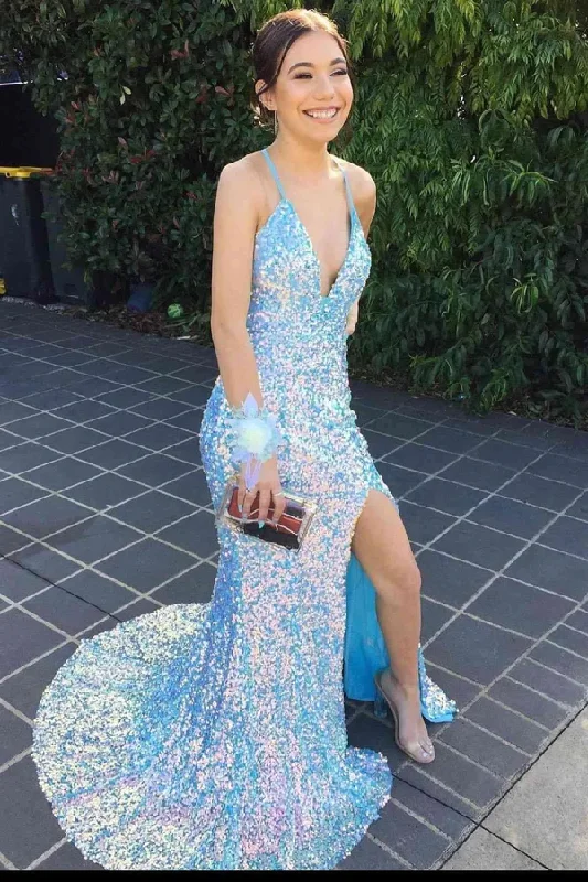 Crazy Deals Sparkly Light Blue Sequin V-Neck Backless Mermaid Formal Dresses, Long Prom Dress With Sequins ,DS4516 Crazy Deals Sparkly Light Blue Sequin V-Neck Backless Mermaid Formal Dresses, Long Prom Dress With Sequins ,DS4516