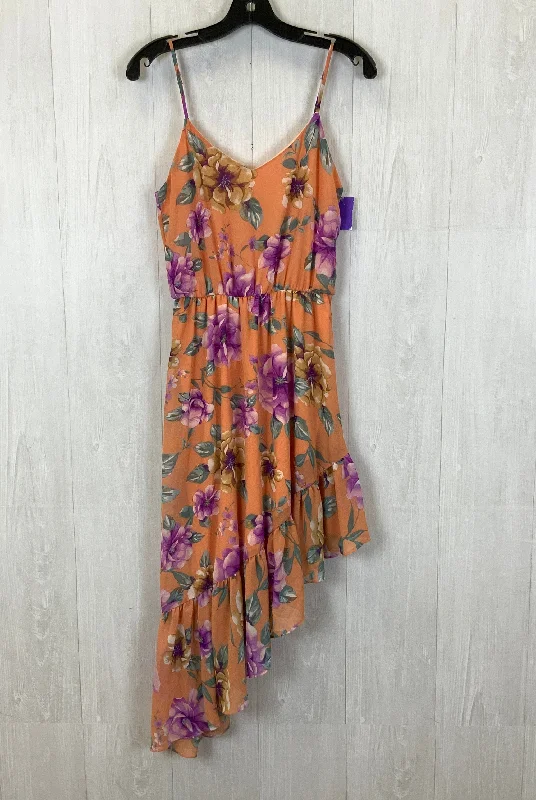 Doorbuster Deal Orange Dress Casual Midi Everly, Size S