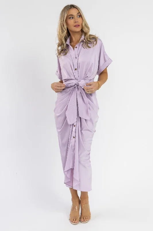 New Deals Knotty Looks Lavender Midi Dress