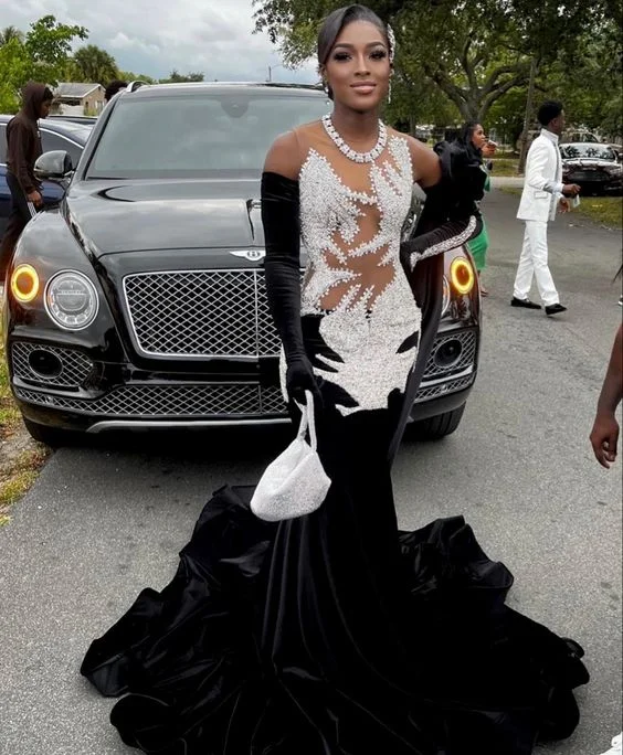 Incredible Offers Black Girl Luxurious Mermaid Sexy Evening Dresses Velvet Prom Dresses with Gloves,BL18612 Incredible Offers Black Girl Luxurious Mermaid Sexy Evening Dresses Velvet Prom Dresses with Gloves,BL18612