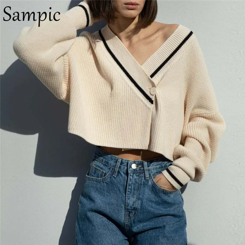 Price Rollback Awakecrm Christmas Gift Sampic Fashion Sexy Women Korean Preppy Style Knitted Cardigans Sweater Tops Autumn Beige Basic Cropped Sweater Jumpers Outwear Price Rollback Awakecrm Christmas Gift Sampic Fashion Sexy Women Korean Preppy Style Knitted Cardigans Sweater Tops Autumn Beige Basic Cropped Sweater Jumpers Outwear