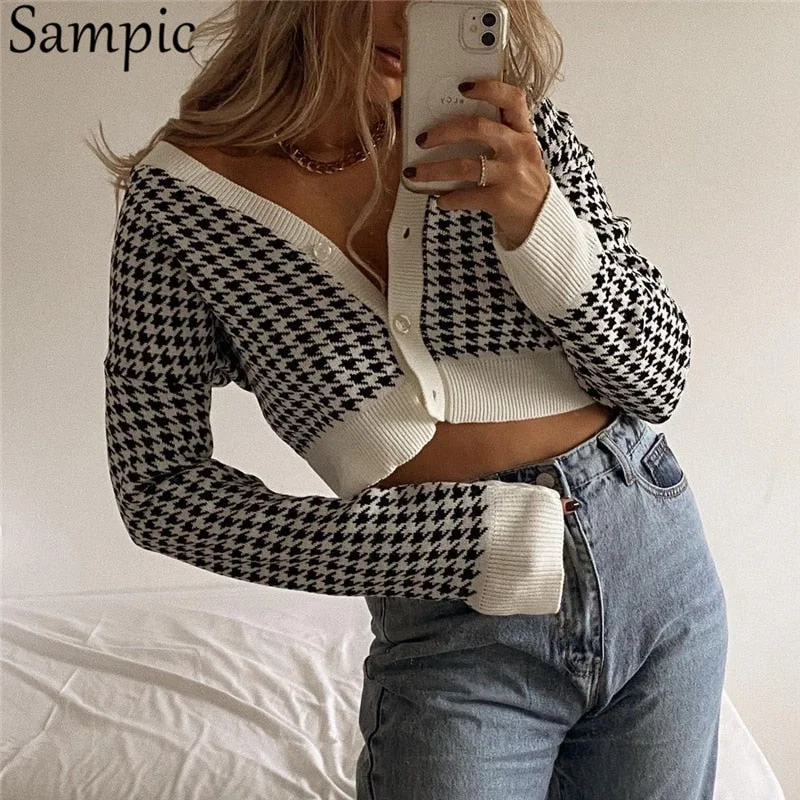 Price Cut Awakecrm Christmas Gift Sampic Houndstooth Sexy Long Sleeve Knitted Sweater Cardigan Women Fashion Casual Beige V Neck Sweaters Ladies Autumn Winter 202 Price Cut Awakecrm Christmas Gift Sampic Houndstooth Sexy Long Sleeve Knitted Sweater Cardigan Women Fashion Casual Beige V Neck Sweaters Ladies Autumn Winter 202