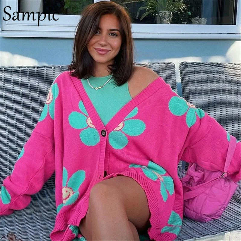 Sale Event Awakecrm Christmas Gift Sampic Loose Oversized Cardigans Women Winter Knitted Casual Y2K Sweater Long Sleeve Floral Cardigans Korean Fashion Style Sale Event Awakecrm Christmas Gift Sampic Loose Oversized Cardigans Women Winter Knitted Casual Y2K Sweater Long Sleeve Floral Cardigans Korean Fashion Style