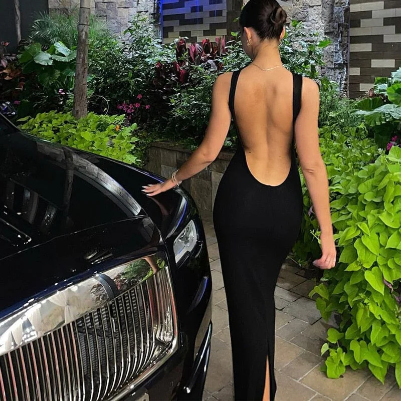 Can't Miss Awakecrm Dress Women's New Fashion Sexy Backless Slim Round Neck Sleeveless Slit Dress Wedding Prom Party Evening Prestigious Guest Can't Miss Awakecrm Dress Women's New Fashion Sexy Backless Slim Round Neck Sleeveless Slit Dress Wedding Prom Party Evening Prestigious Guest