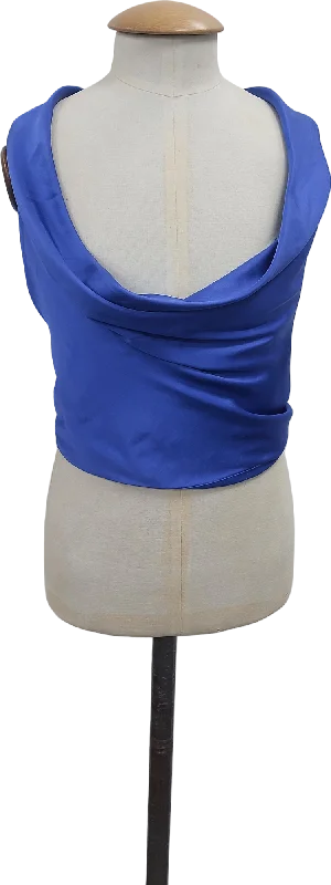Hurry In ZARA Blue Satin Hankerchief Top UK XS