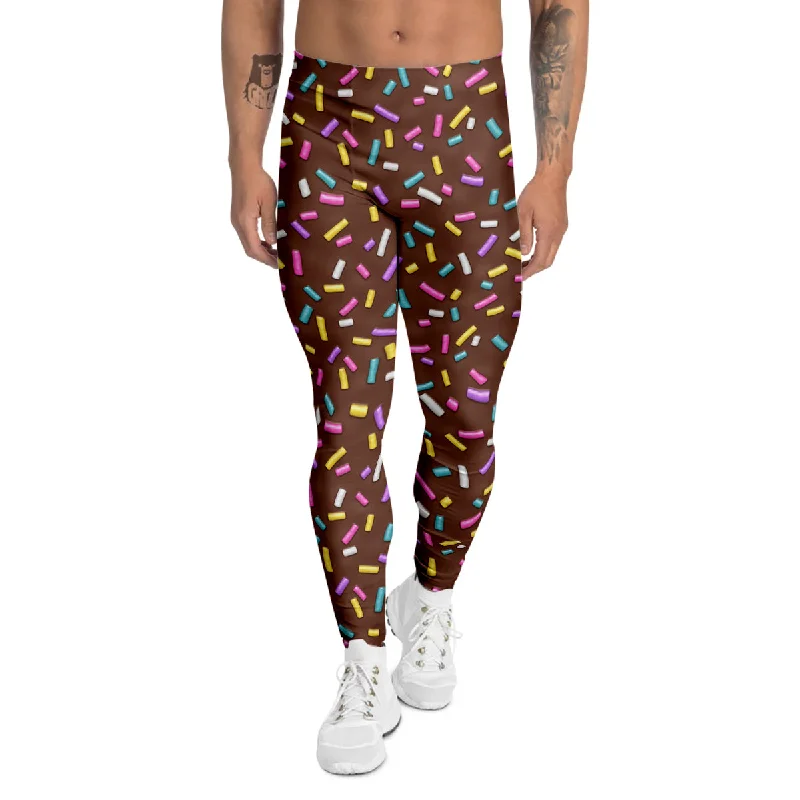 Special Savings Brown Candy Sprinkles Sweet Print Pattern Men's Leggings