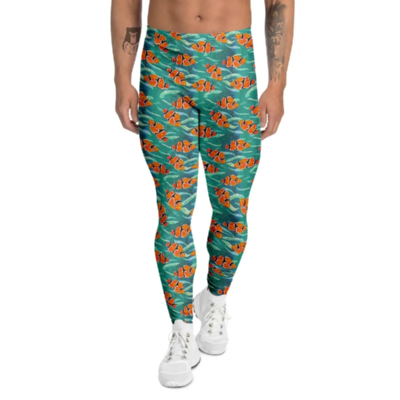 Incredible Offers Clownfish Watercolor Blue Print Pattern Men's Leggings