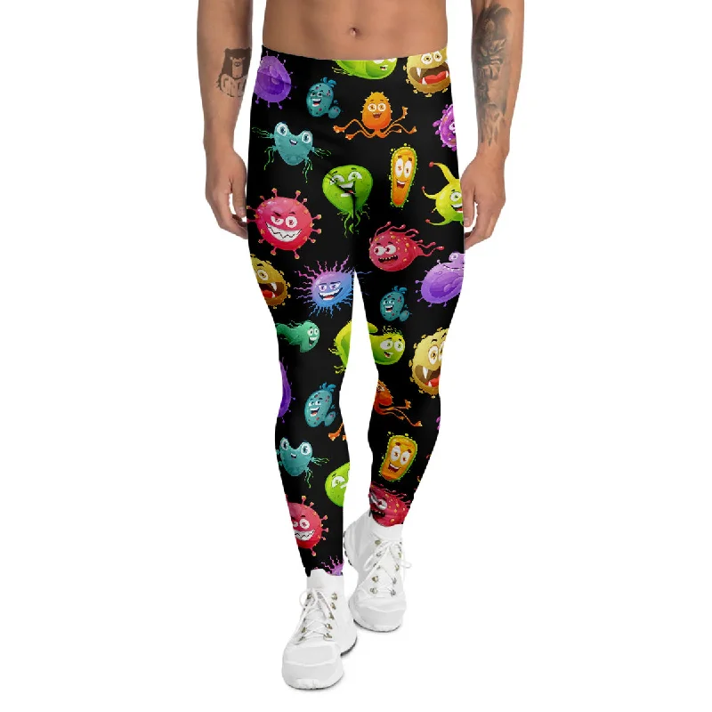 Low Prices Colorful Cartoon Viruses Print Pattern Men's Leggings