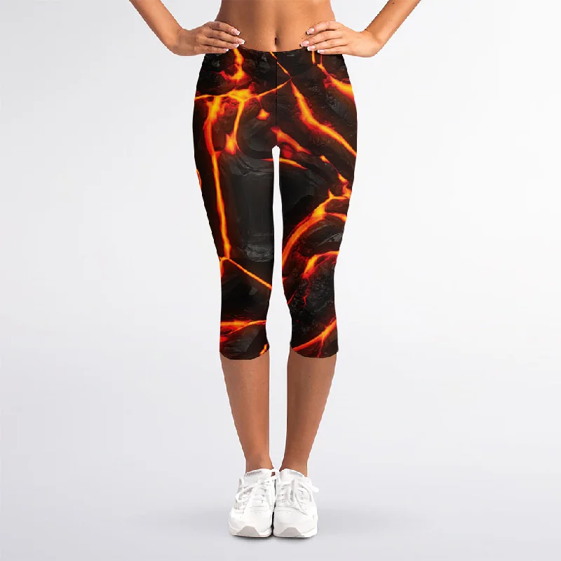 Bonus Savings Lava Print Women's Capri Leggings