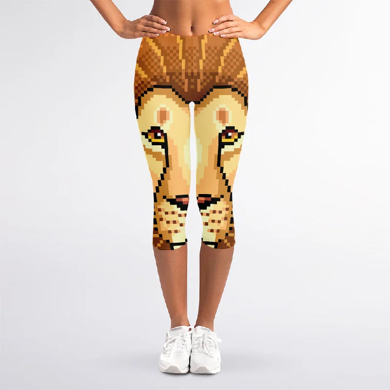 Super Sale Leo Pixel Print Women's Capri Leggings