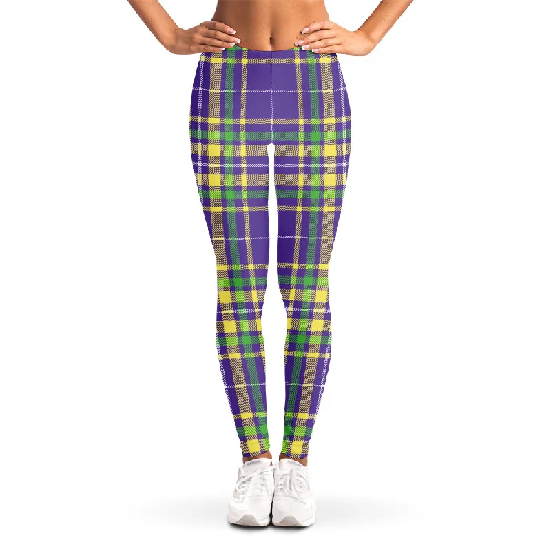 Value Deals Mardi Gras Tartan Plaid Pattern Print Women's Leggings