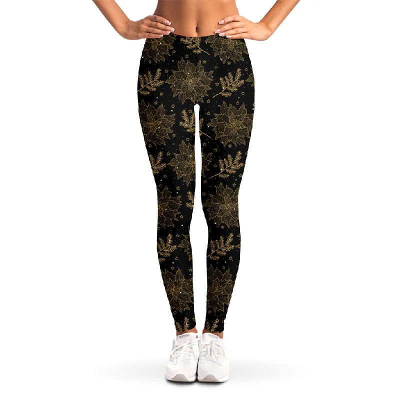 Price Fest Merry Christmas Poinsettia Pattern Print Women's Leggings