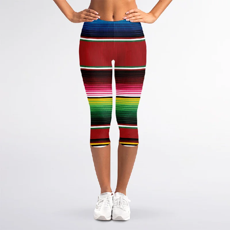 Unmissable Offer Mexican Serape Blanket Pattern Print Women's Capri Leggings