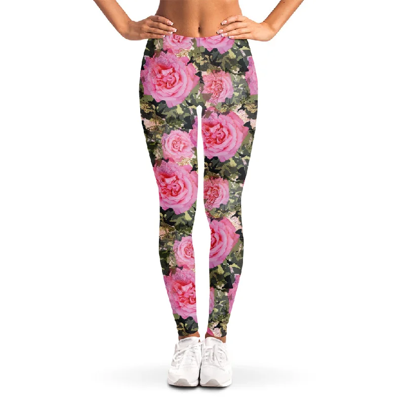 Online Exclusive Military Camouflage Flower Pattern Print Women's Leggings