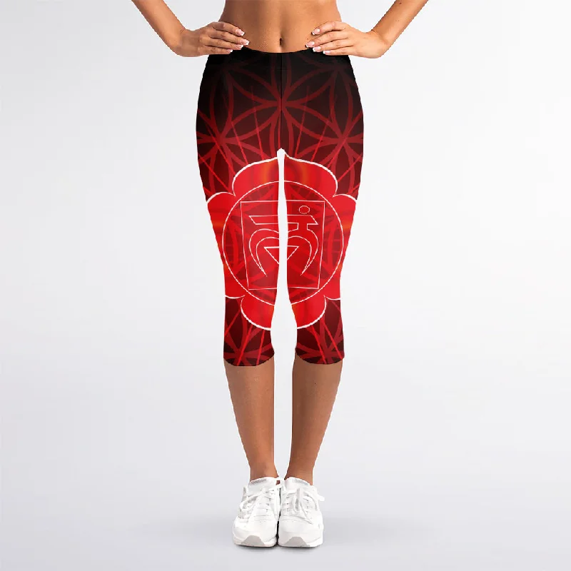 Exclusive Savings Muladhara Chakra Spiritual Print Women's Capri Leggings