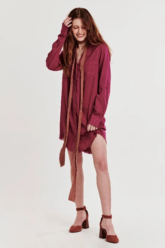 Price Reduction AVERY BUTTON FRONT DRESS PURPLE WINE