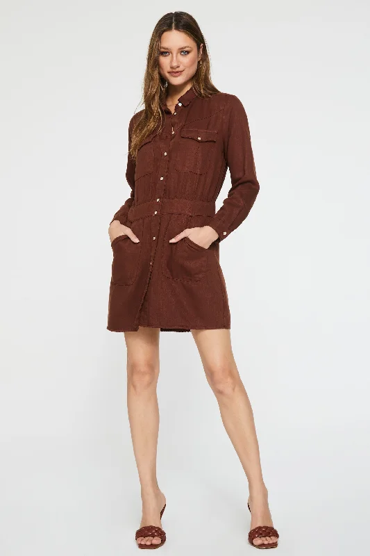Reduced Prices CLAIRE LONG SLEEVE DRESS SEPIA