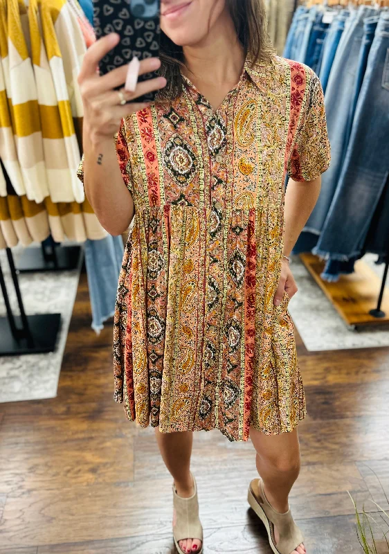 Customer Appreciation Sale Fall Festival Patchwork Pocket Shirt Dress